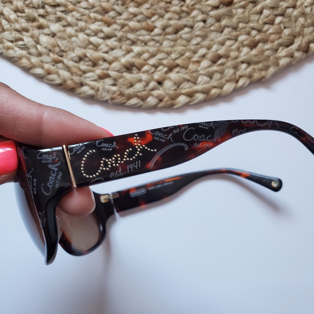 Coach Vintage Taryn Brown Tortoise Shell Sunglasses With Signature Hardcase - Picture 7 of 10